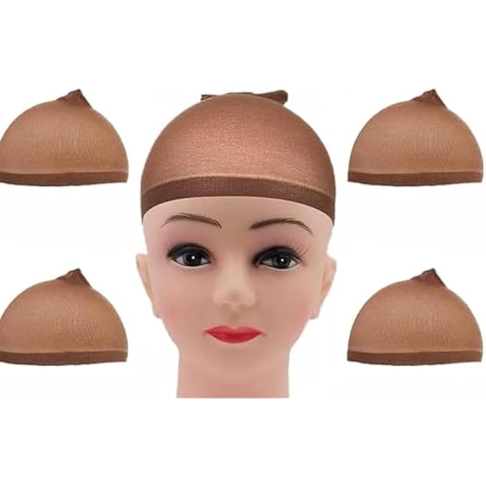 DILLARDS 8 Pieces Dark Brown Lace Front Wig Cap Silk Lining Hair Cap Stretch Nylon Wig Cap - Image 2